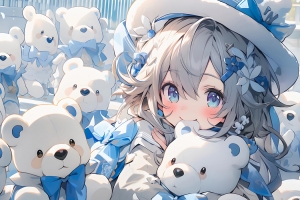 小女孩玩具小熊平板壁纸
