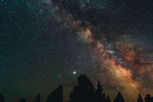 树木 星云 星空 星星 夜间 4k壁纸 3840x2160