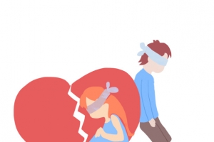 离婚分手手绘卡通元素