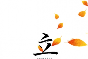 秋天立秋柿子叶子竹篓漂浮元素