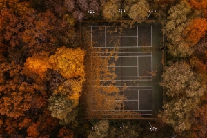 网球 网球场 秋天 鸟瞰 4k壁纸 3840x2160