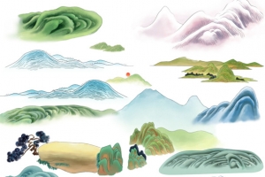 中国山水素材海报元素2