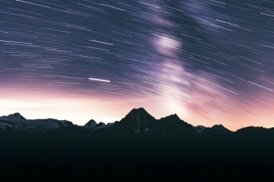 山脉 黑暗 夜晚 长时间曝光 星空 4k壁纸 3840x2160