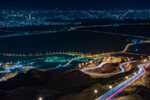 夜城 城市灯光 长曝光 道路 阿布扎比 阿联酋 4k壁纸 3840x2160