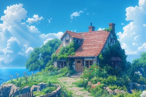 海边小屋风景平板壁纸2732x2048
