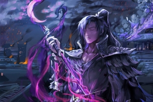 武士 工作人员 动漫 艺术 紫色 4k壁纸 3840x2160