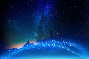 夜空下的荧光全屏海报背景七夕
