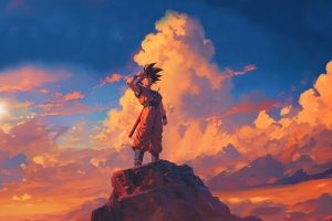 动漫悟空翱翔天空云 2880x1800高清电脑平板壁纸免费下载