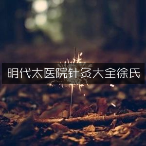 明代徐氏太医院针灸大全古典文集