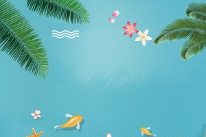 卡通夏日海底世界化妆品PSD分层主图背景