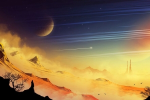 3840x2160 景观 地外 岩石 尘埃 行星 恒星 太空壁纸 背景