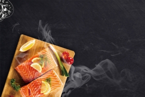 新鲜三文鱼简约文艺黑色banner