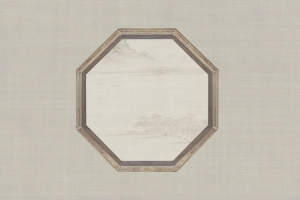 底纹米色系复古窗户风景banner