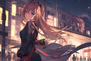 3840x2160 女孩 头发 连衣裙 包包 动漫壁纸 背景