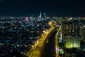 城市 建筑物 鸟瞰图 夜晚 灯光 4k壁纸 3840x2160