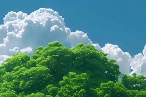 一棵树 绿草地 蓝天白云风景 4k手机壁纸竖屏