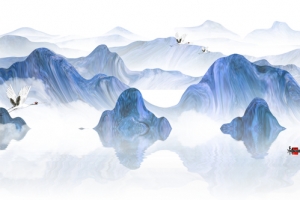手绘晕染国潮背景图