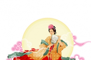 手绘创意合成彩绘手绘嫦娥奔月