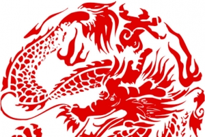 红色传统龙纹剪纸