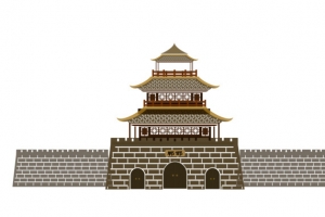 皮影镂空风格邯郸城门楼阁