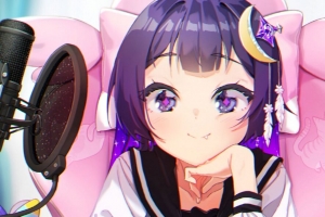 女孩 微笑 一瞥 动漫 艺术 紫色 4k壁纸 3840x2160