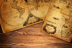 中世纪木纹罗盘地图