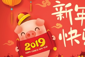 2019猪年新年快乐4k电脑壁纸