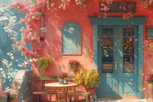 阳光小店 浪漫 鲜花 3440x1440带鱼屏桌面壁纸