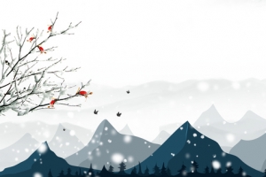 卡通雪花小清新山脉白色banner