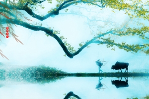 清明手绘摄影背景