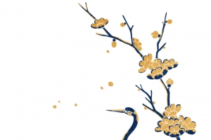 仙鹤花枝中国风手绘卡通元素高清PNG透明图片设计素材免费下载