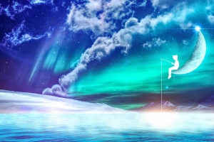 渔夫 月亮 幻想 photoshop 剪影 4k壁纸 3840x2160