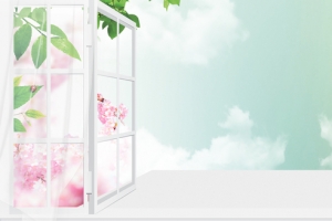 桃花节春天唯美梦幻绿色banner