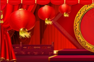 新年扁平红色海报banner背景