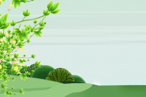 绿色卡通草坪春季踏青海报banner