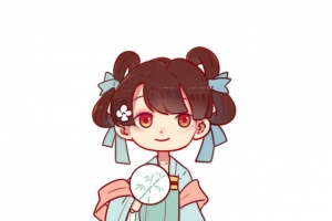穿青色汉服的人物元素