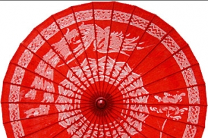 红色古典油纸伞