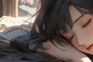 女孩 闭眼 唯美古风 梅花3840x1080双屏壁纸