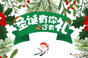 圣诞有你还有礼圣诞帽圣诞老人手绘叶子