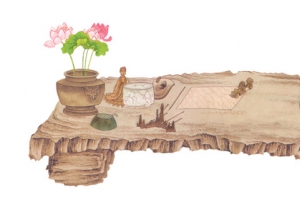 古风手绘木质文房四宝高清PNG透明中国风装饰素材免费下载