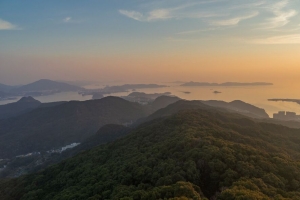 丘陵 山脉 大海 地平线 距离 4k壁纸 3840x2160
