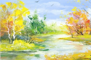 乡村油画背景