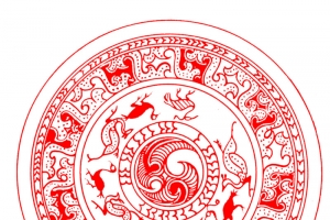 红色汉代花纹