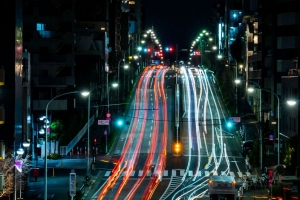 道路 灯光 城市 长曝光 夜间 4k壁纸 3840x2160