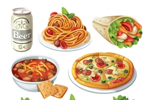 卡通手绘各国美食