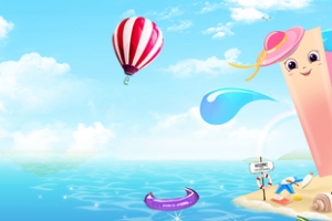 夏日防晒卡通童趣蓝色banner