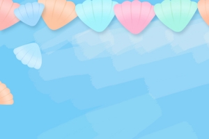 海边度假卡通童趣文艺蓝色渐变背景