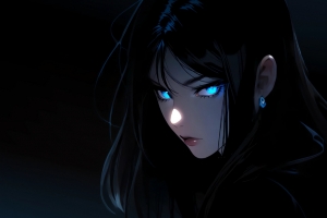 暗黑蓝瞳动漫美女 4K高清壁纸3840x2160免费下载