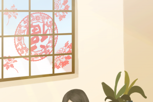 手绘新年场景图
