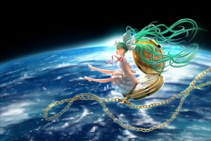 怀表 链子 女孩 太空 行星 旅行 初音未来4K桌面壁纸